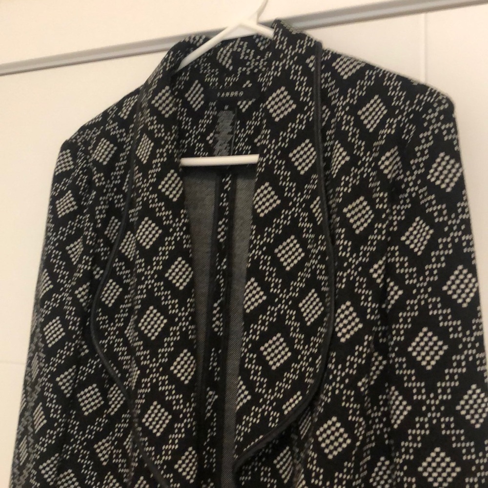 Sandro Black & White Patterned Draped Blazer - Picture 3 of 6